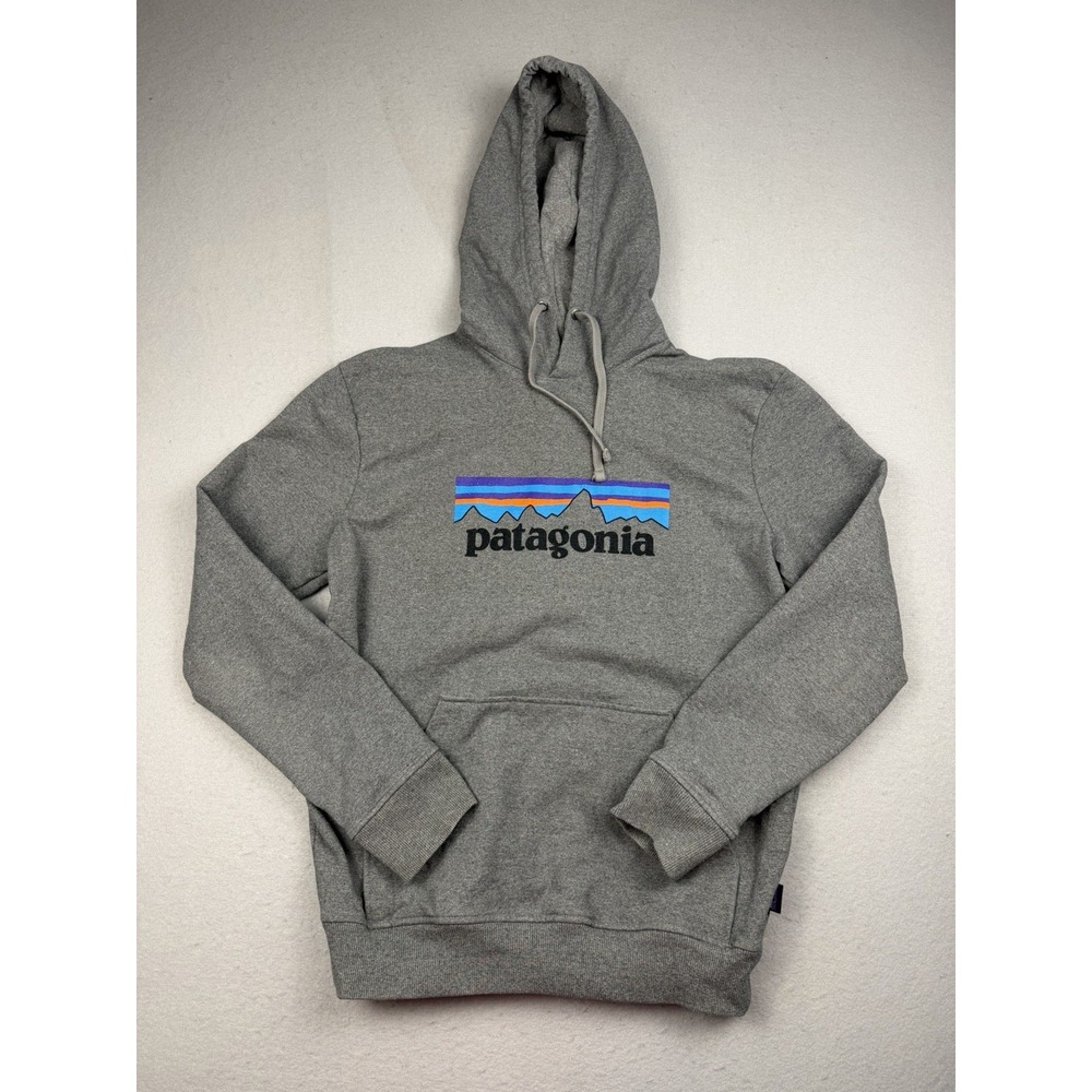 Patagonia Hoodie Mens Medium Gray P-6 Uprisal Pullover Sweatshirt Logo Fleece